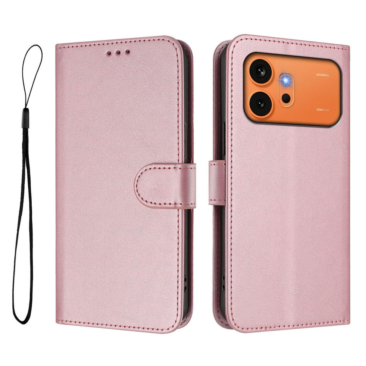 Honor 600 / 600 Pro EIDERWOOD Kunstlæder Flip Cover inkl. Strop - Lyserød
