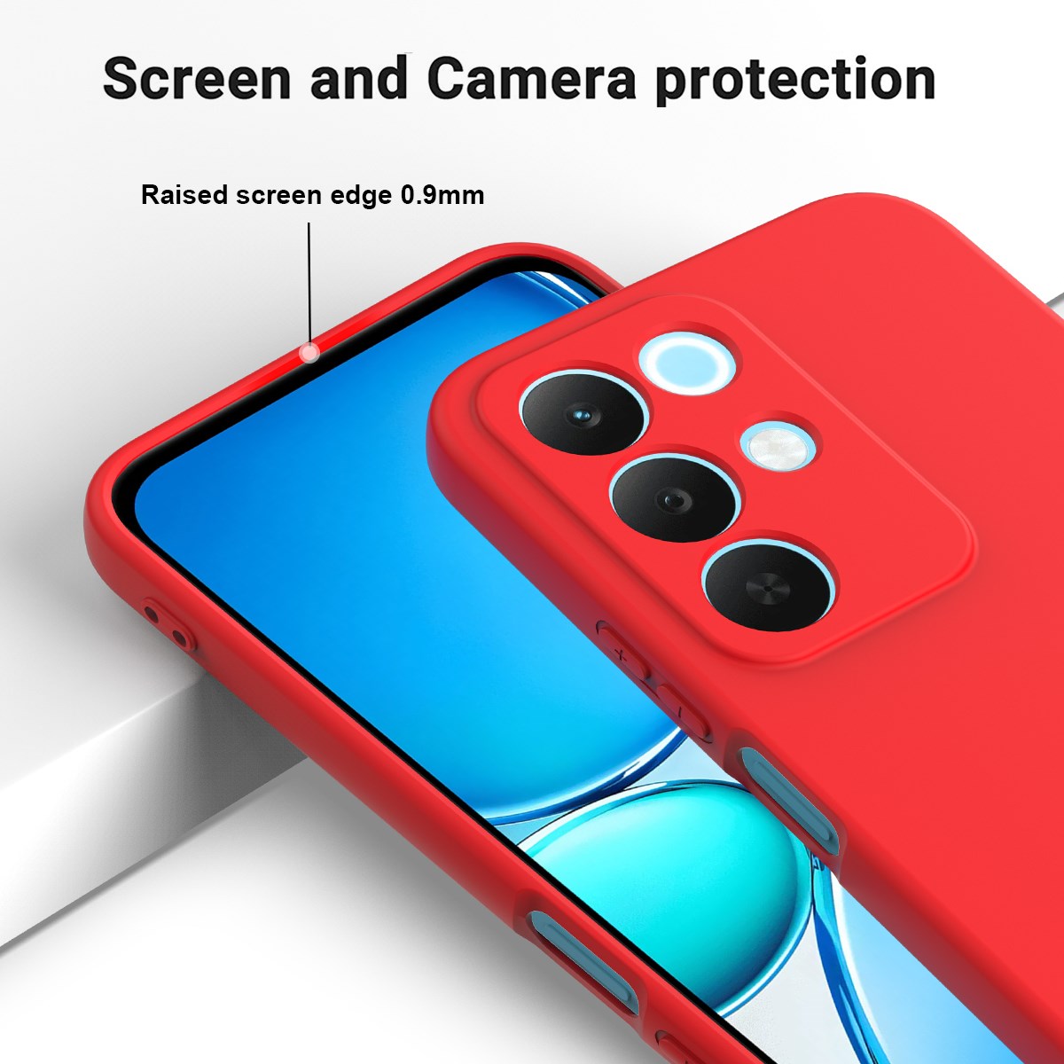 Realme C100 EIDERWOOD Silikone Bagside Cover m. Strop - Rød