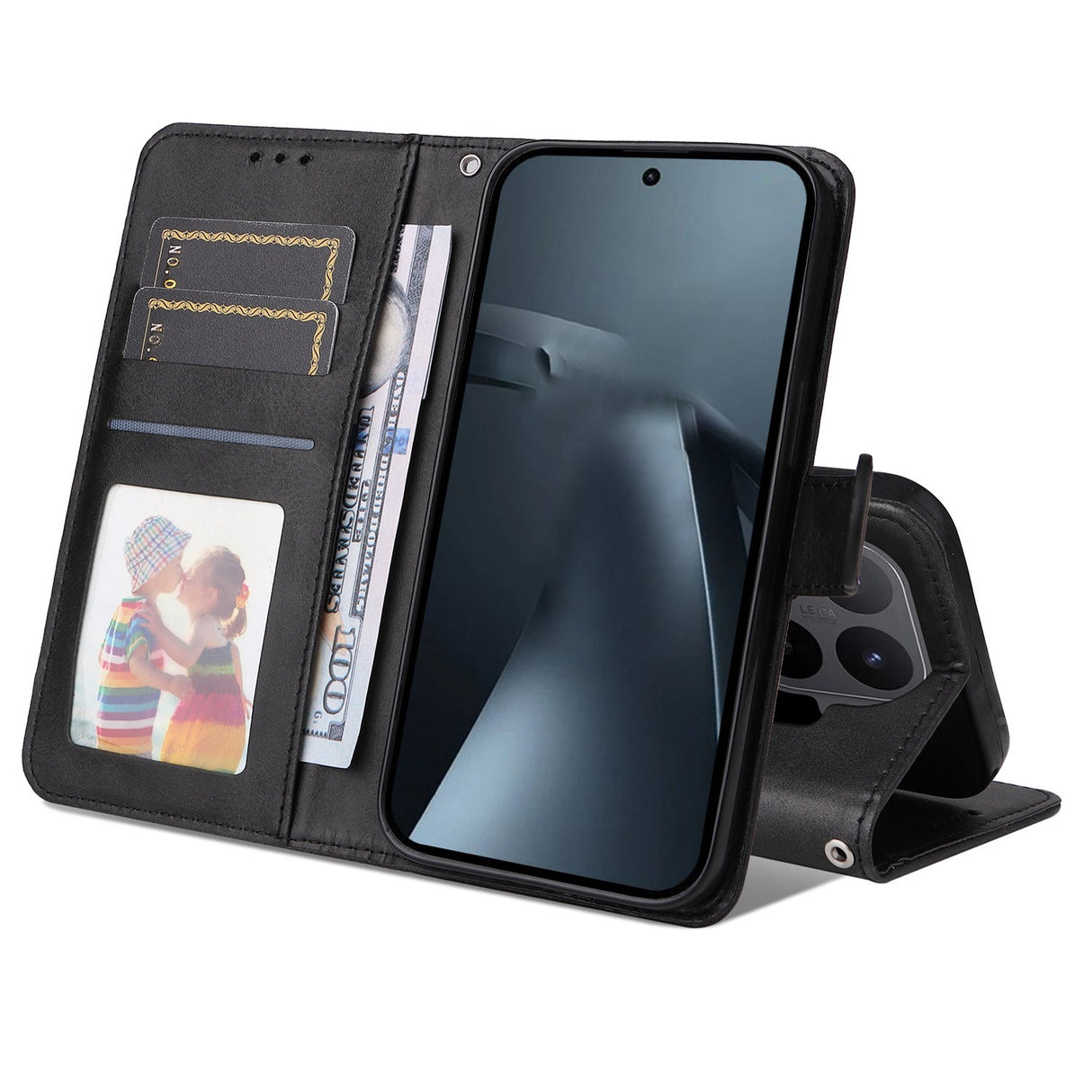 Xiaomi 17T EIDERWOOD Kunstlæder Flip Cover inkl. Strop - Sort