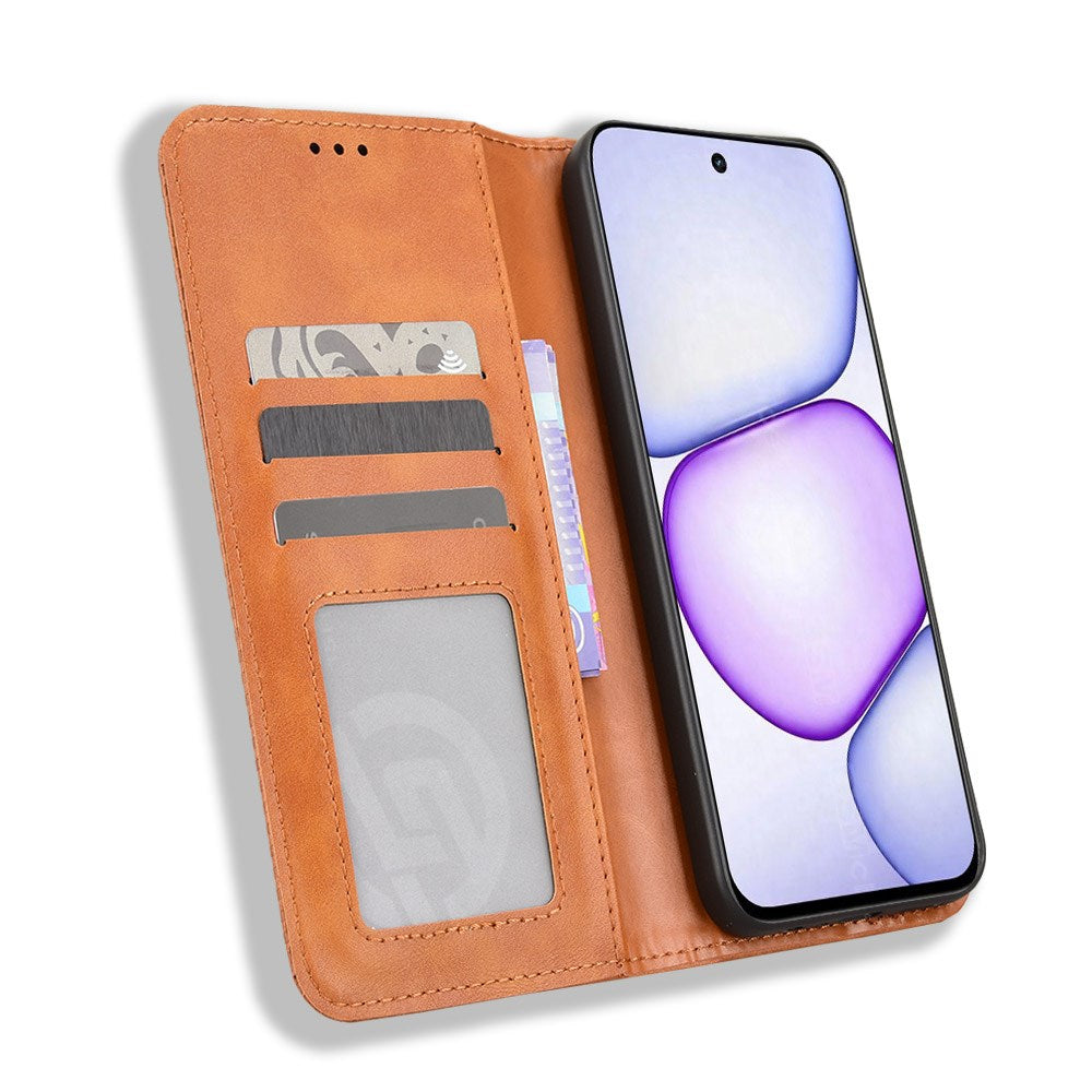 Realme C100 EIDERWOOD Kunstlæder Flip Cover m. Kortholder - Brun