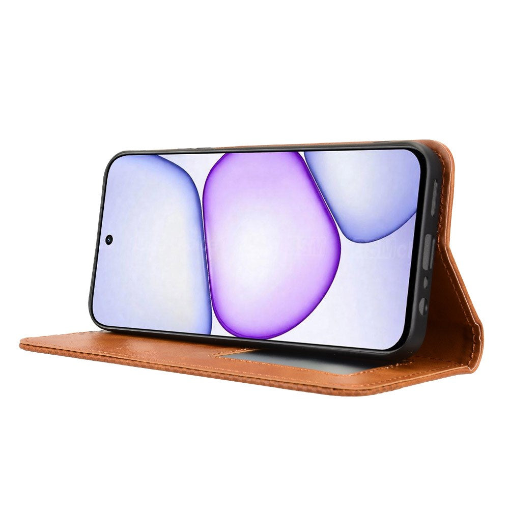 Realme C100 EIDERWOOD Kunstlæder Flip Cover m. Kortholder - Brun