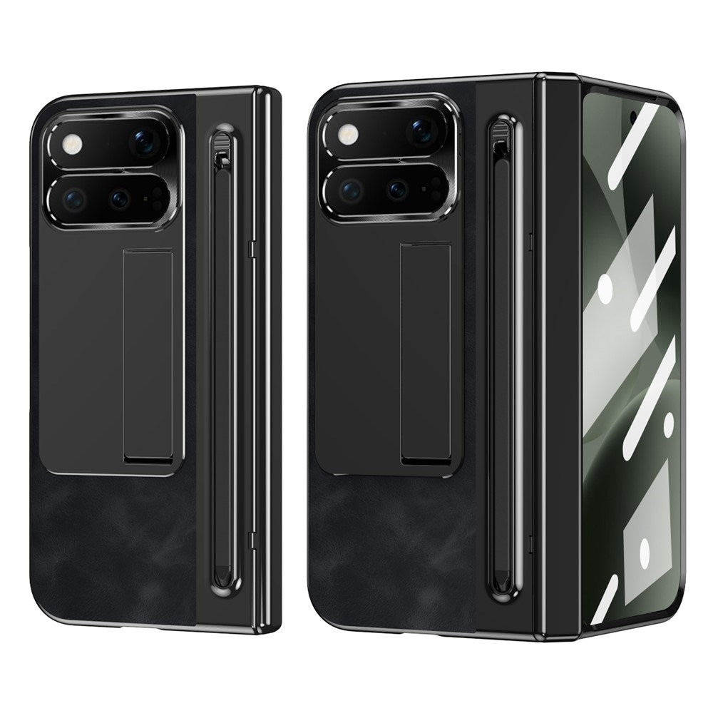 Google Pixel 11 Pro Fold EIDERWOOD Kunstlæder Mobilcover m. Hærdet Glas - Sort