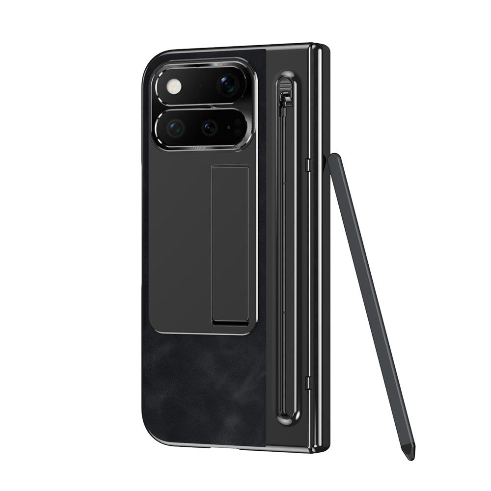 Google Pixel 11 Pro Fold EIDERWOOD Kunstlæder Mobilcover m. Hærdet Glas - Sort