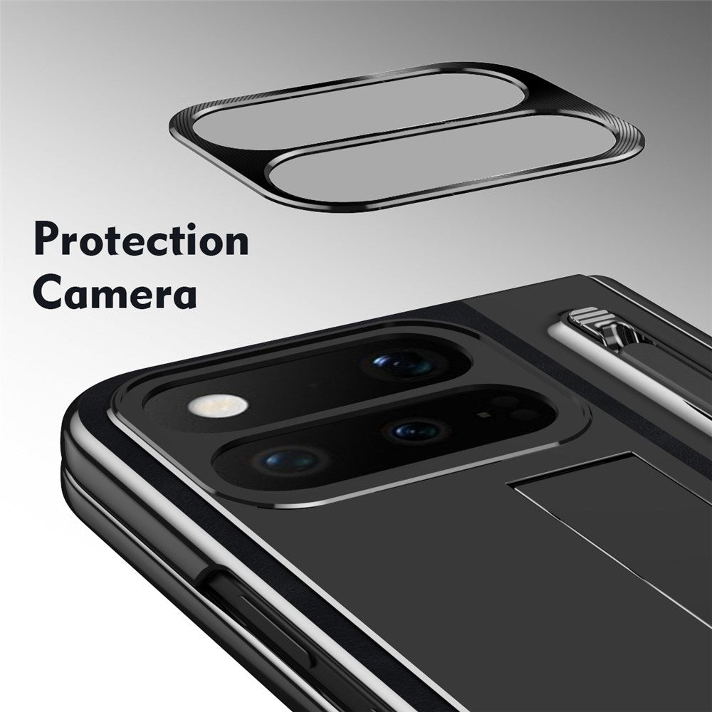 Google Pixel 11 Pro Fold EIDERWOOD Kunstlæder Mobilcover m. Hærdet Glas - Sort