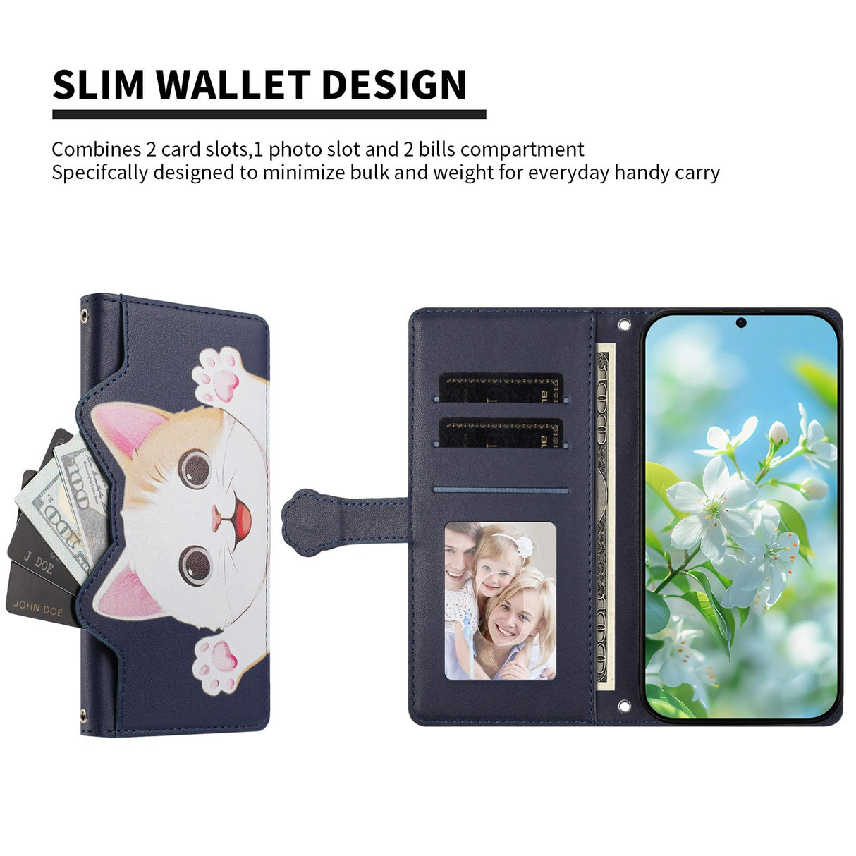 iPhone 18 Pro Max / 17 Pro Max Flip Cover - 3D Katteører - Kortholder - Ståfunktion - Lilla