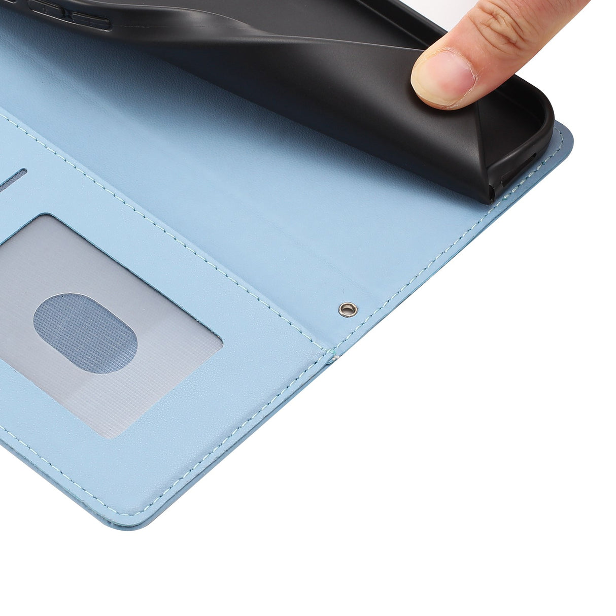 iPhone 18 Pro / 17 Pro Flip Cover - 3D Katteører - Kortholder - Ståfunktion - Blå