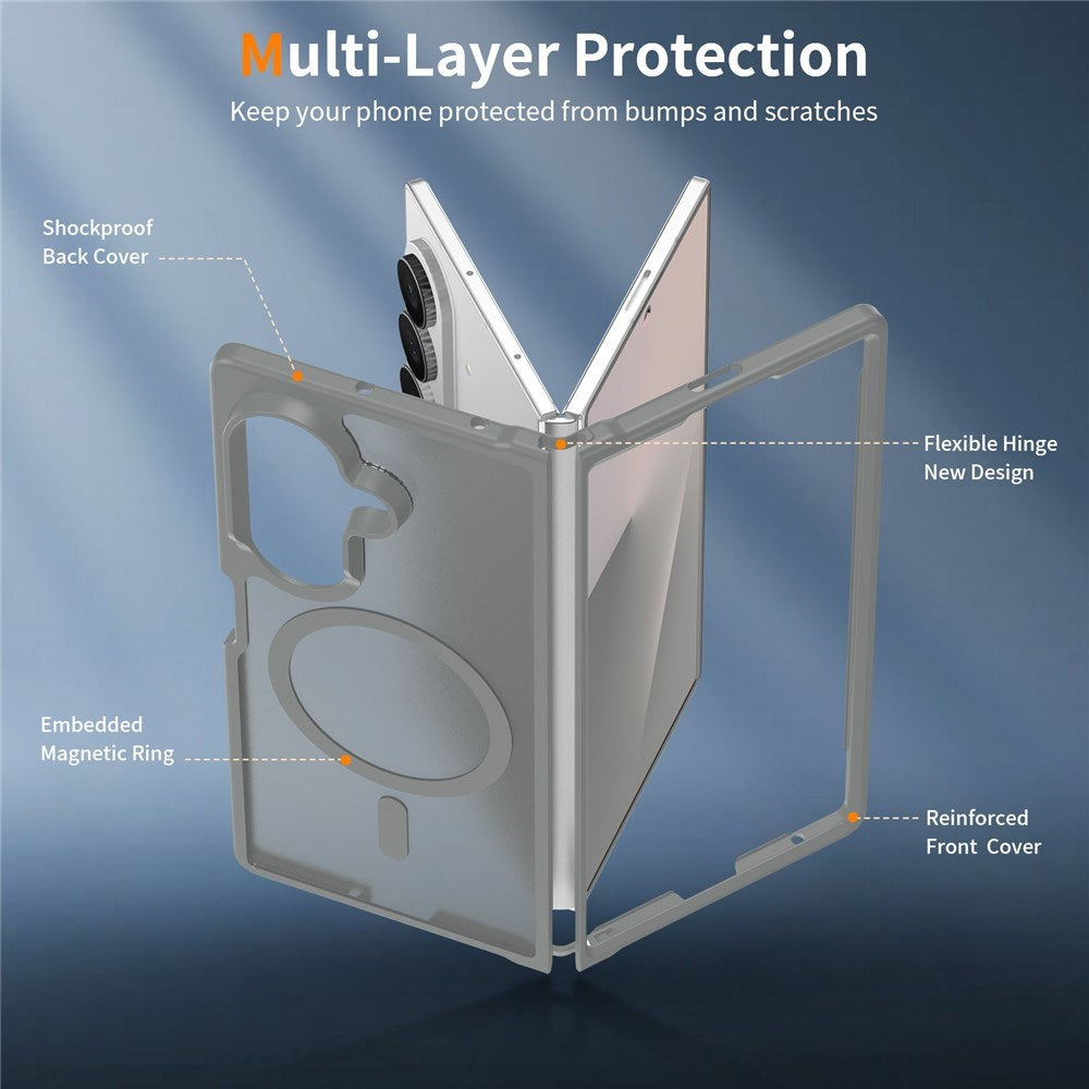 Samsung Galaxy Z Fold8 Mat Fleksibelt Plast Bagside Cover - MagSafe Kompatibel - Grå