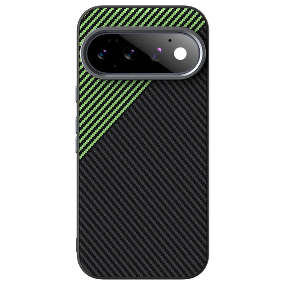 Google Pixel 11 ABEEL Hybrid Mobilcover m. Karbonfibretekstur - Sort / Grøn