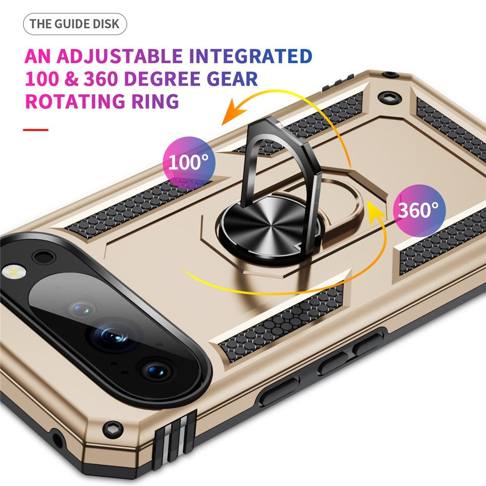 Google Pixel 11 / 11 Pro EIDERWOOD Håndværker Mobil Cover m. 360 Roterbar Kickstand - Guld