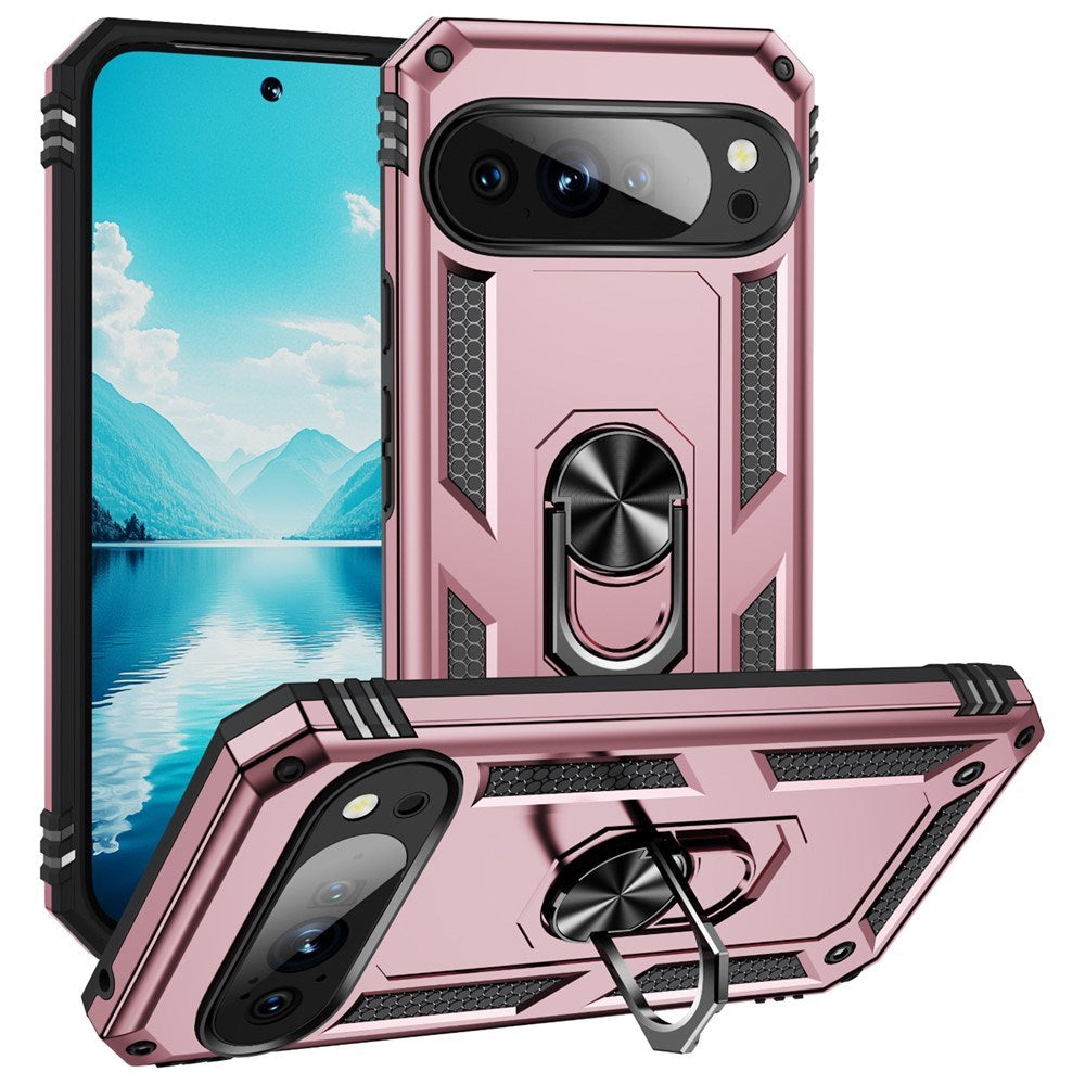 Google Pixel 11 / 11 Pro EIDERWOOD Håndværker Mobil Cover m. 360 Roterbar Kickstand - Rose Gold