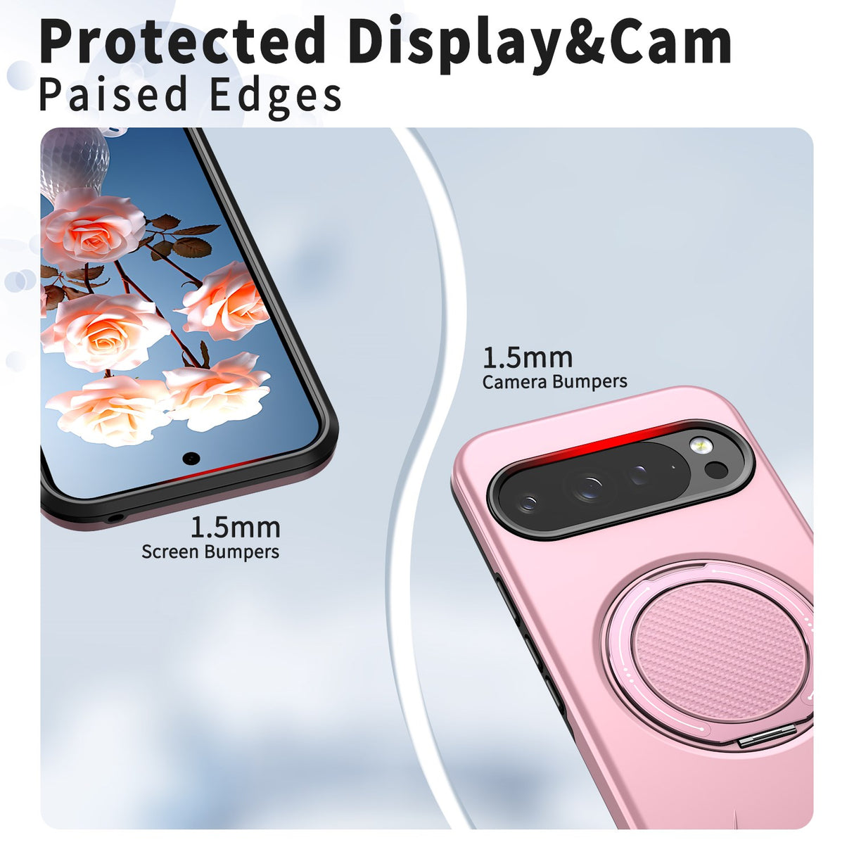 Google Pixel 11 / 11 Pro EIDERWOOD Hybrid Plast Bagside Cover m. Roterende Kickstand - MagSafe Kompatibel - Lyserød