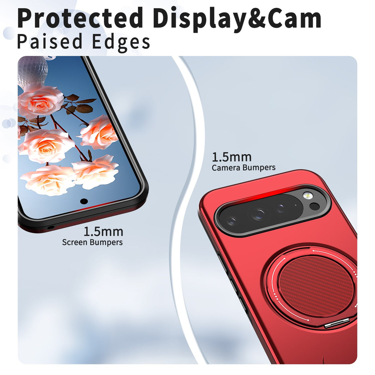 Google Pixel 11 / 11 Pro EIDERWOOD Hybrid Plast Bagside Cover m. Roterende Kickstand - MagSafe Kompatibel - Rød