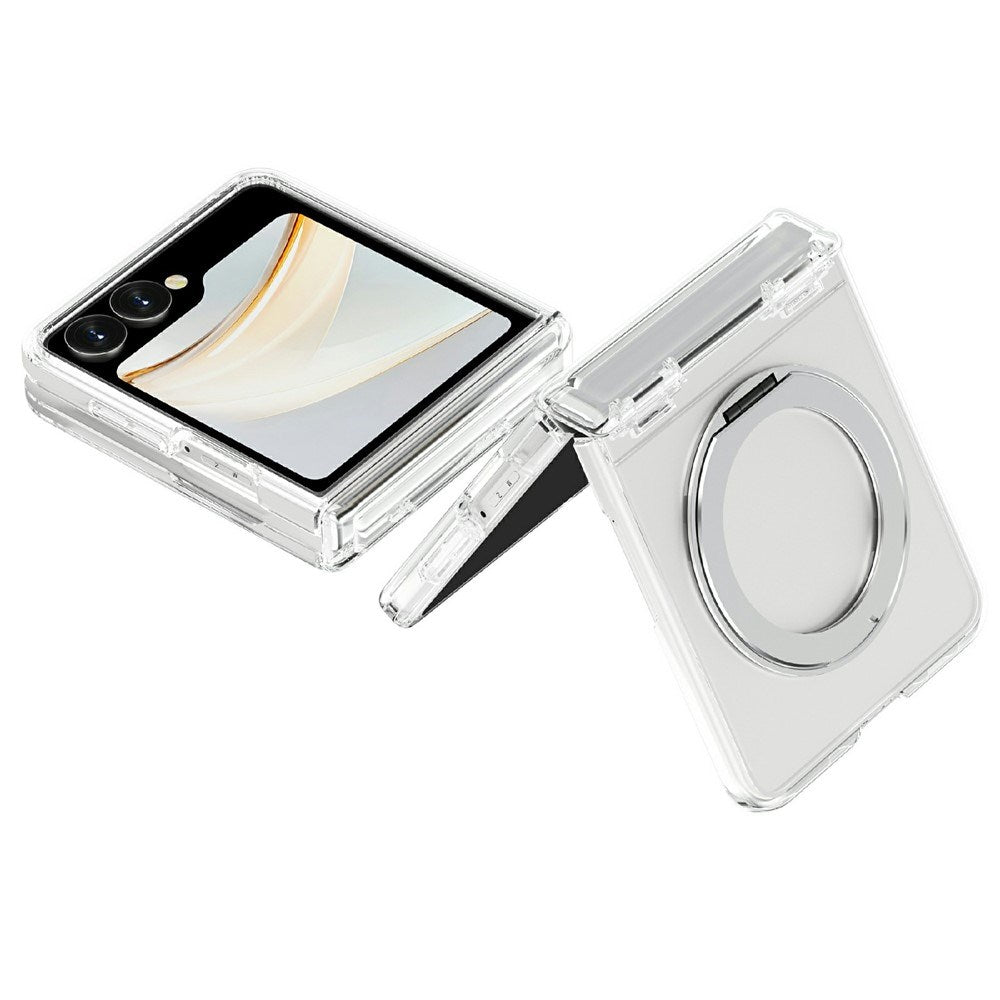 Samsung Galaxy Z Flip8 EIDERWOOD Hybrid Mobilcover m. Roterbar Kickstand - Gennemsigtig