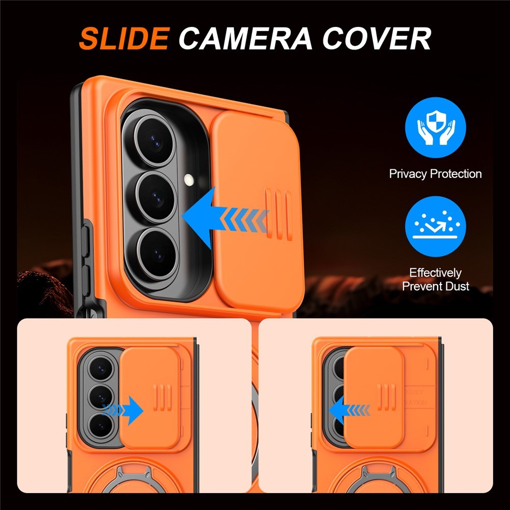 Samsung Galaxy Z Fold8 Ultra / Fold7 EIDERWOOD Hybrid Cover - 360° Roterbar Kickstand - Kameraslider - MagSafe Kompatibel - Orange