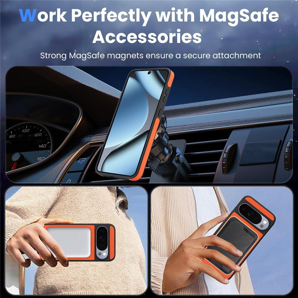 Google Pixel 11 / 11 Pro EIDERWOOD Bagsidecover m. Karbonstruktur - MagSafe Kompatibel - Orange