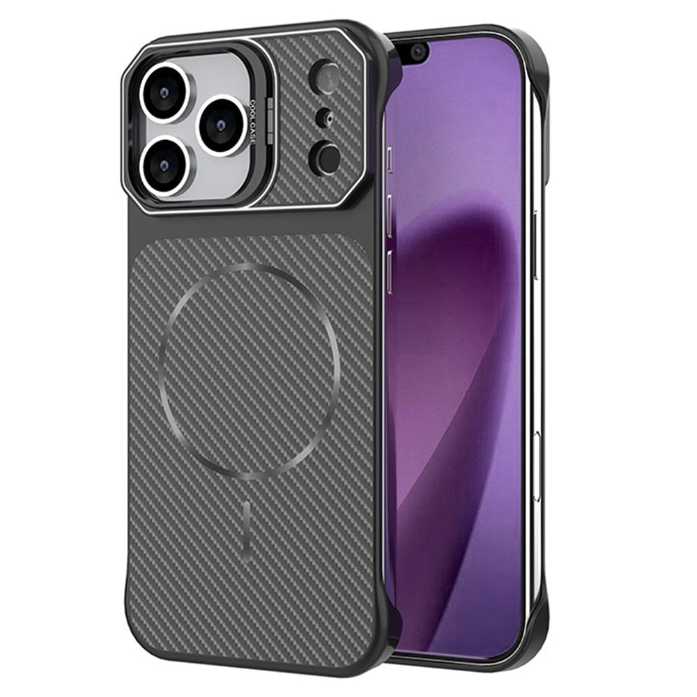EIDERWOOD iPhone 18 Pro / 17 Pro Carbon Fiber Bagsidecover med Ståfunktion - MagSafe Kompatibelt - Sort