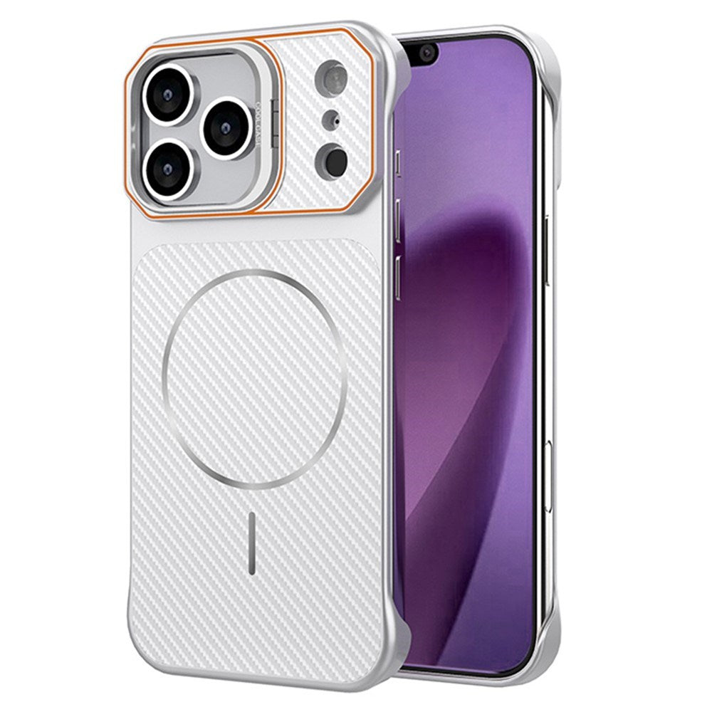 EIDERWOOD iPhone 18 Pro / 17 Pro Carbon Fiber Bagsidecover med Ståfunktion - MagSafe Kompatibelt - Hvid