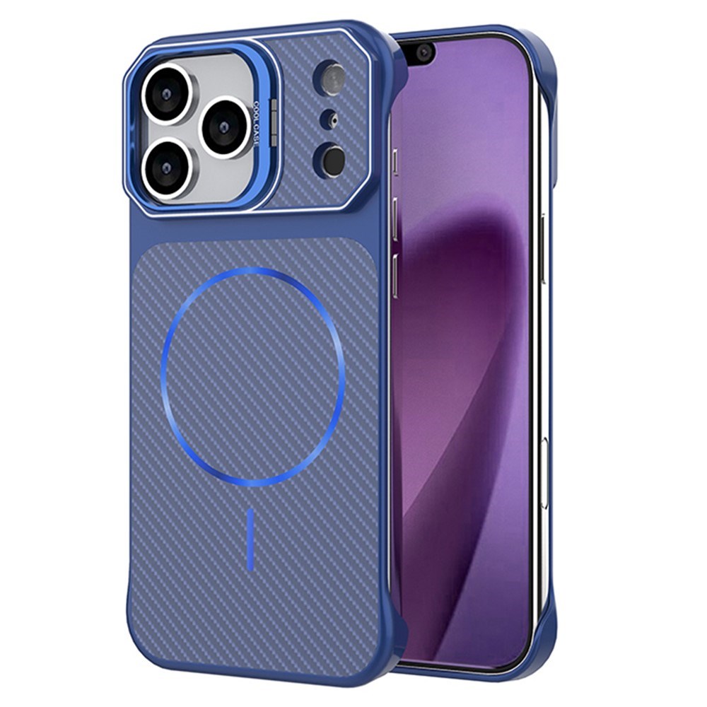 EIDERWOOD iPhone 18 Pro / 17 Pro Carbon Fiber Bagsidecover med Ståfunktion - MagSafe Kompatibelt - Blå