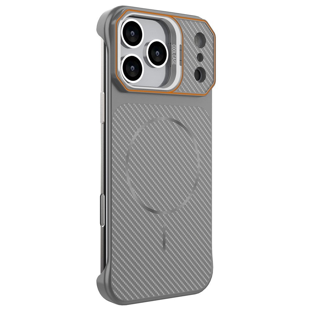 EIDERWOOD iPhone 18 Pro / 17 Pro Carbon Fiber Bagsidecover med Ståfunktion - MagSafe Kompatibelt - Grå