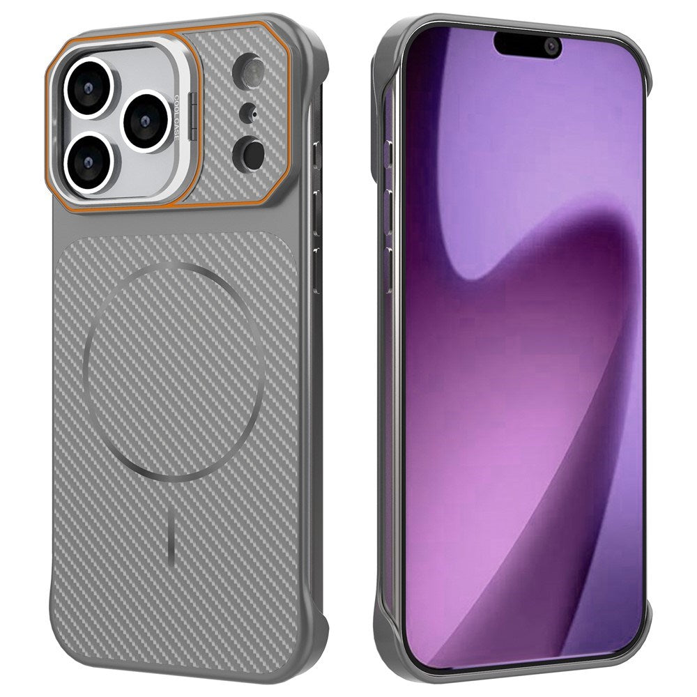 EIDERWOOD iPhone 18 Pro / 17 Pro Carbon Fiber Bagsidecover med Ståfunktion - MagSafe Kompatibelt - Grå