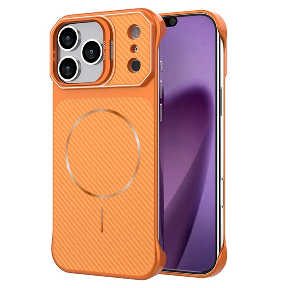 EIDERWOOD iPhone 18 Pro / 17 Pro Carbon Fiber Bagsidecover med Ståfunktion - MagSafe Kompatibelt - Orange