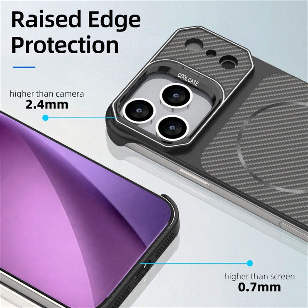EIDERWOOD iPhone 18 Pro / 17 Pro Carbon Fiber Bagsidecover med Ståfunktion - MagSafe Kompatibelt - Orange