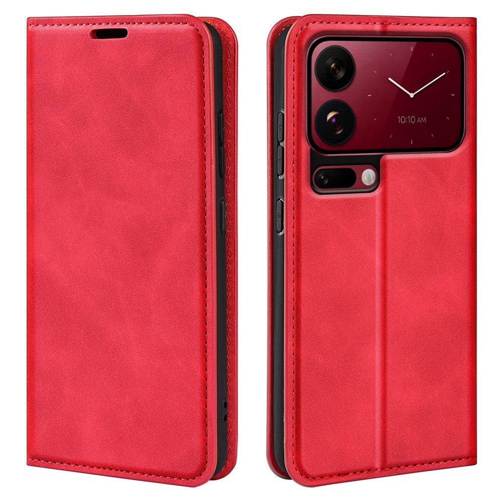 EIDERWOOD Xiaomi 18 Pro Max Kunstlæder Flip Cover med Ståfunktion og Kortholder - Rød