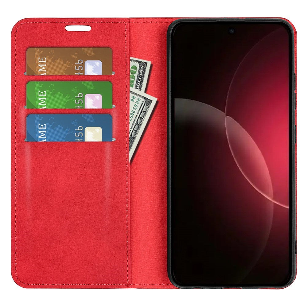 EIDERWOOD Xiaomi 18 Pro Max Kunstlæder Flip Cover med Ståfunktion og Kortholder - Rød