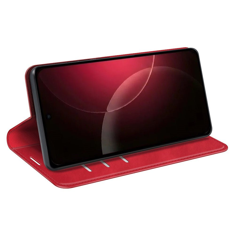 EIDERWOOD Xiaomi 18 Pro Max Kunstlæder Flip Cover med Ståfunktion og Kortholder - Rød