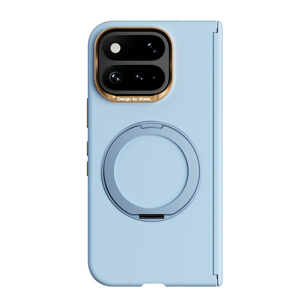Google Pixel 11 Pro Fold ABEEL Hårdt Soft-Touch Plast Bagside Cover m. Kickstand - MagSafe Kompatibel - Lyseblå