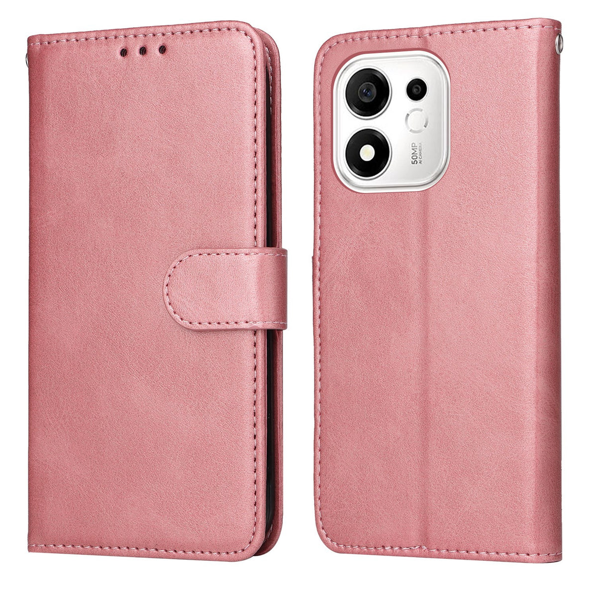 Honor 600 Smart EIDERWOOD Flip Cover i Kunstlæder - Lyserød
