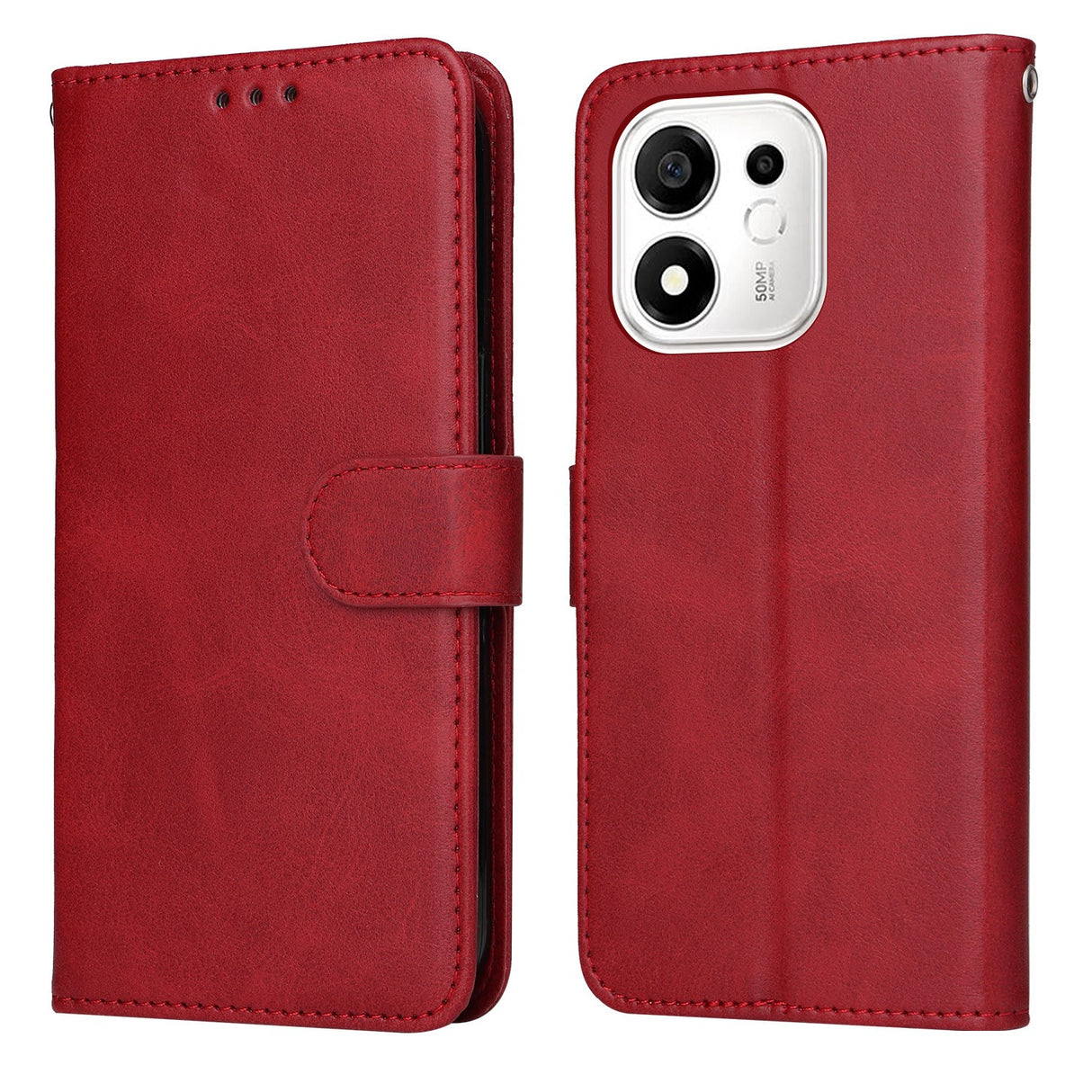 Honor 600 Smart EIDERWOOD Flip Cover i Kunstlæder - Rød