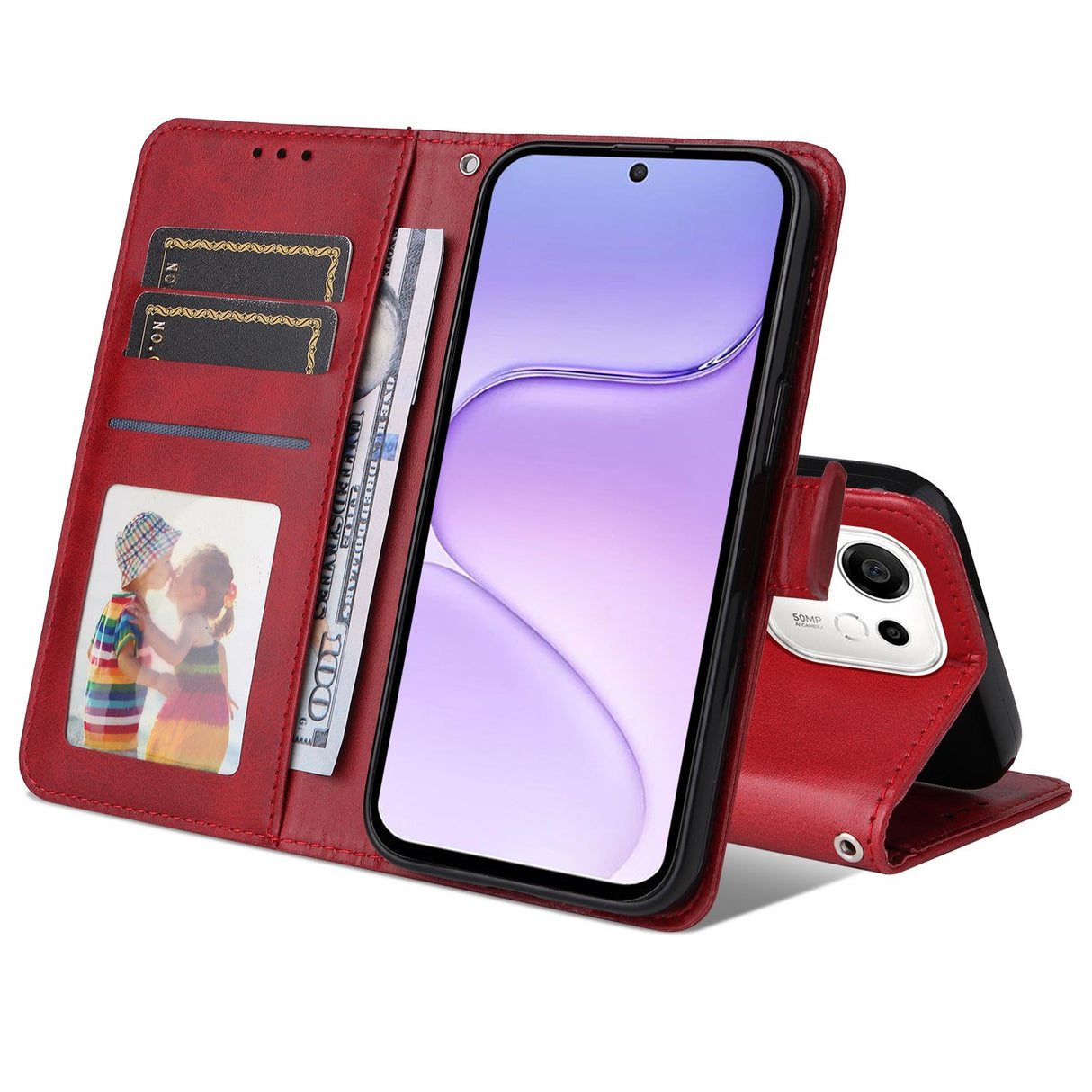 Honor 600 Smart EIDERWOOD Flip Cover i Kunstlæder - Rød