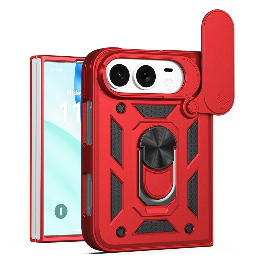 EIDERWOOD iPhone Fold Hybrid Håndværker Cover med Ståfunktion & Cam Slider - Rød