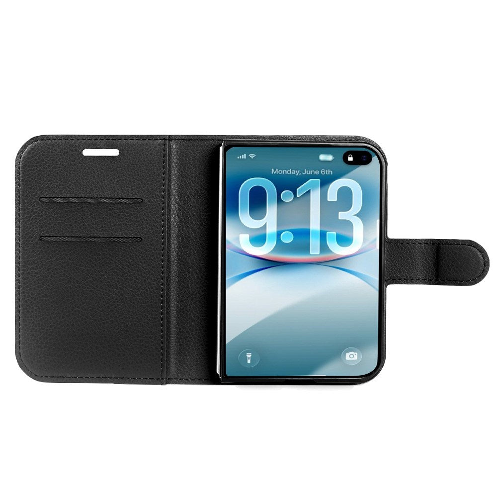 iPhone Fold EIDERWOOD Kunstlæder Flip Cover m. Kortholder - Sort
