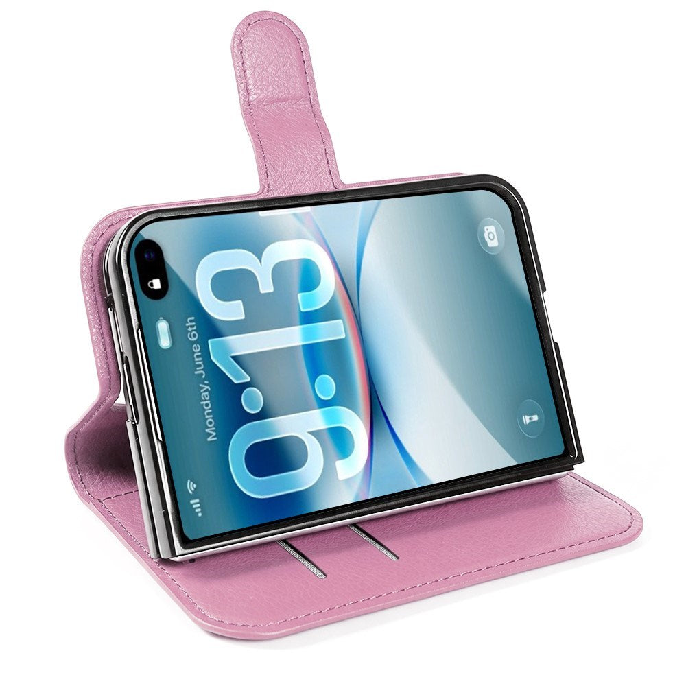 iPhone Fold EIDERWOOD Kunstlæder Flip Cover m. Kortholder - Lyserød