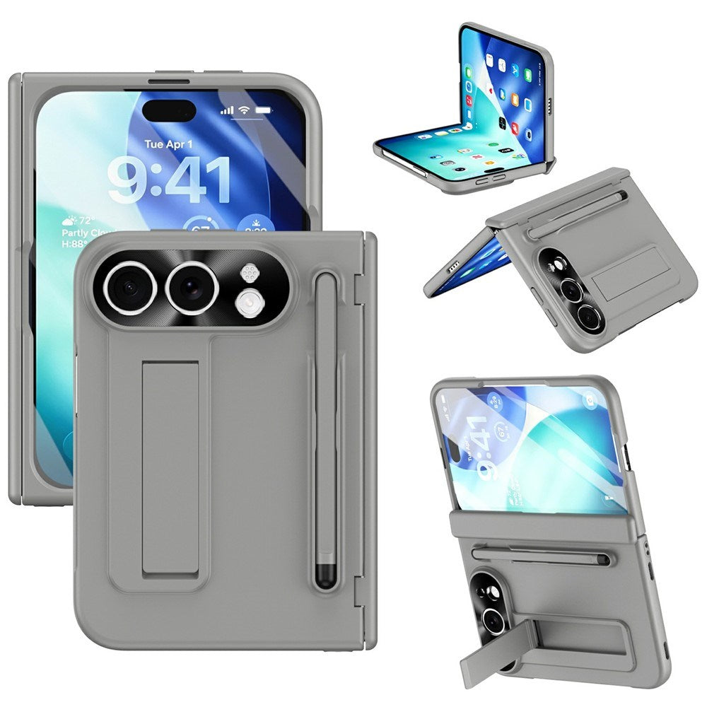 EIDERWOOD iPhone Fold Mobil Cover m. Stylus og Beskyttelsessæt til Skærm og Kamera - Grå
