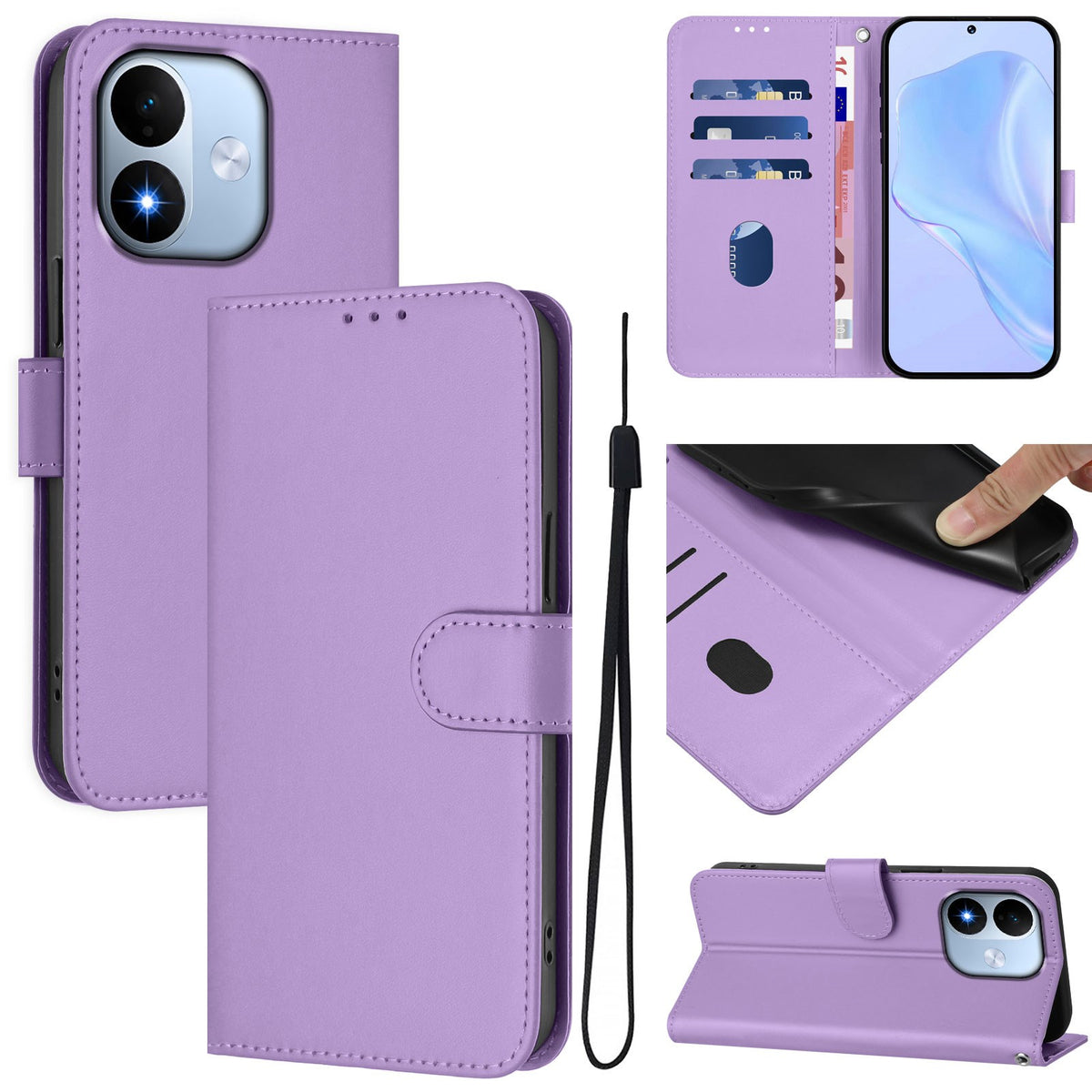 Xiaomi Redmi Note 17 (5G) EIDERWOOD Kunstlæder Flip Cover m. Strop & Kortholder - Lilla