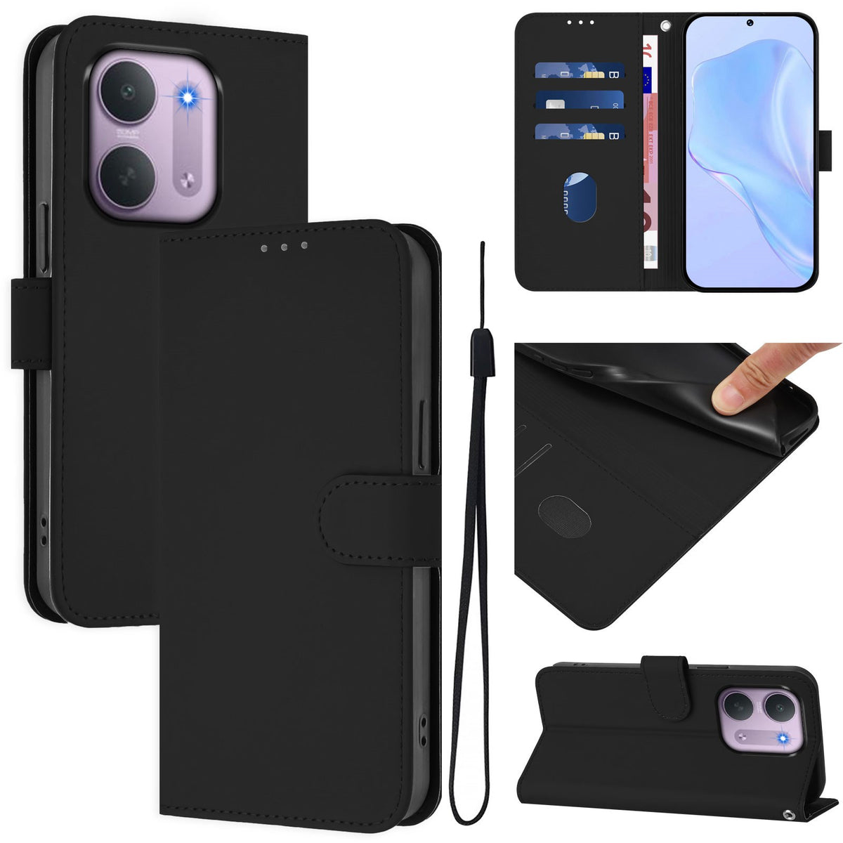 EIDERWOOD Xiaomi Redmi 17C (5G) Kunstlæder Flip Mobil Cover m. Strop - Sort