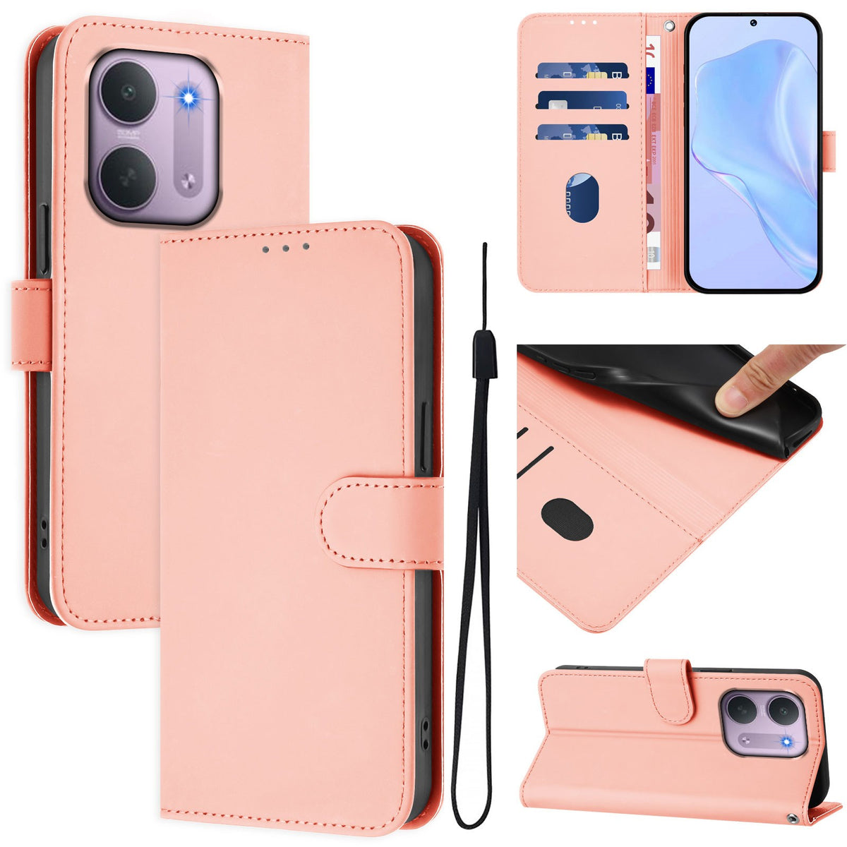 EIDERWOOD Xiaomi Redmi 17C (5G) Kunstlæder Flip Mobil Cover m. Strop - Lyserød