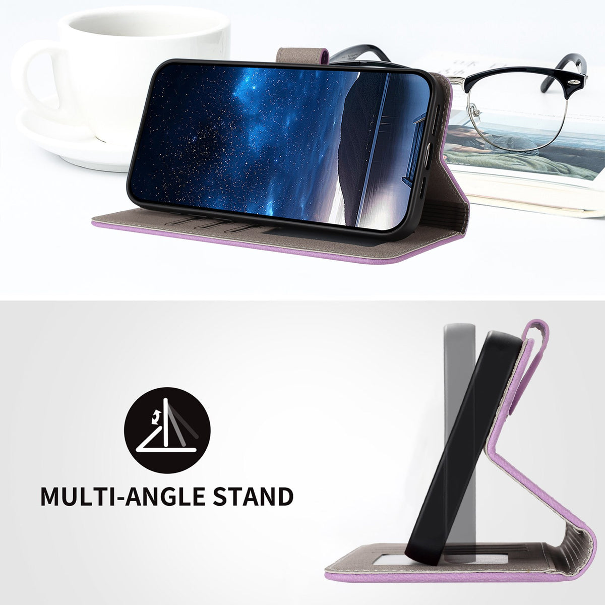 EIDERWOOD Xiaomi Redmi 17 (5G) / (4G) Kunstlæder Flip Mobil Cover med Kortholder og Ståfunktion - Lyslilla