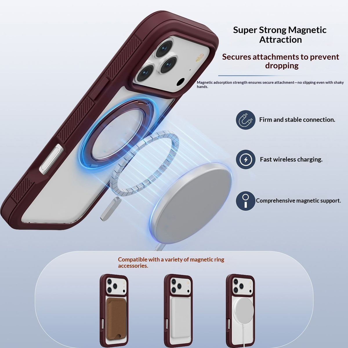 EIDERWOOD iPhone 18 Pro Max / 17 Pro Max Mobil Cover m. Skærmbeskyttelse og Kickstand - MagSafe Kompatibel - Rød / Gennemsigtig