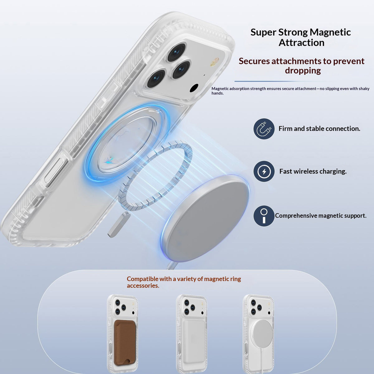 EIDERWOOD iPhone 18 Pro / 17 Pro Mobil Cover m. Skærmbeskyttelse og Kickstand - MagSafe Kompatibel - Hvid / Gennemsigtig