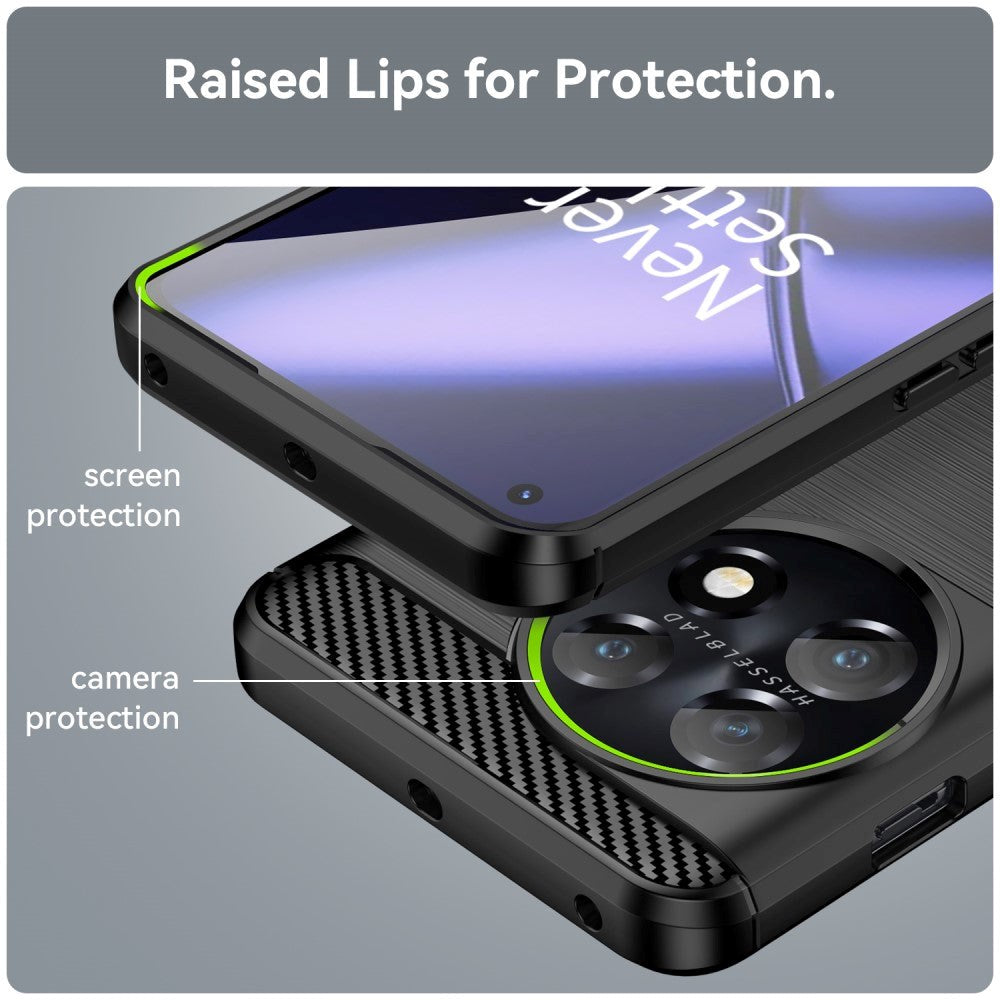 OnePlus 11 Brushed Carbon Bagside Cover - Sort
