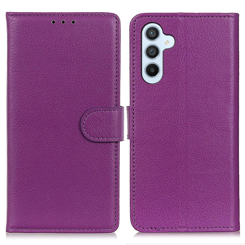 Samsung Galaxy A24 Litchi Læder Flip Cover m. Pung - Lilla