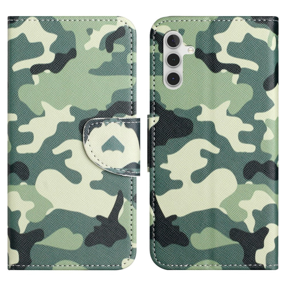 Samsung Galaxy A24 Læder Flip Cover m. Pung & Ståfunktion - Camouflage
