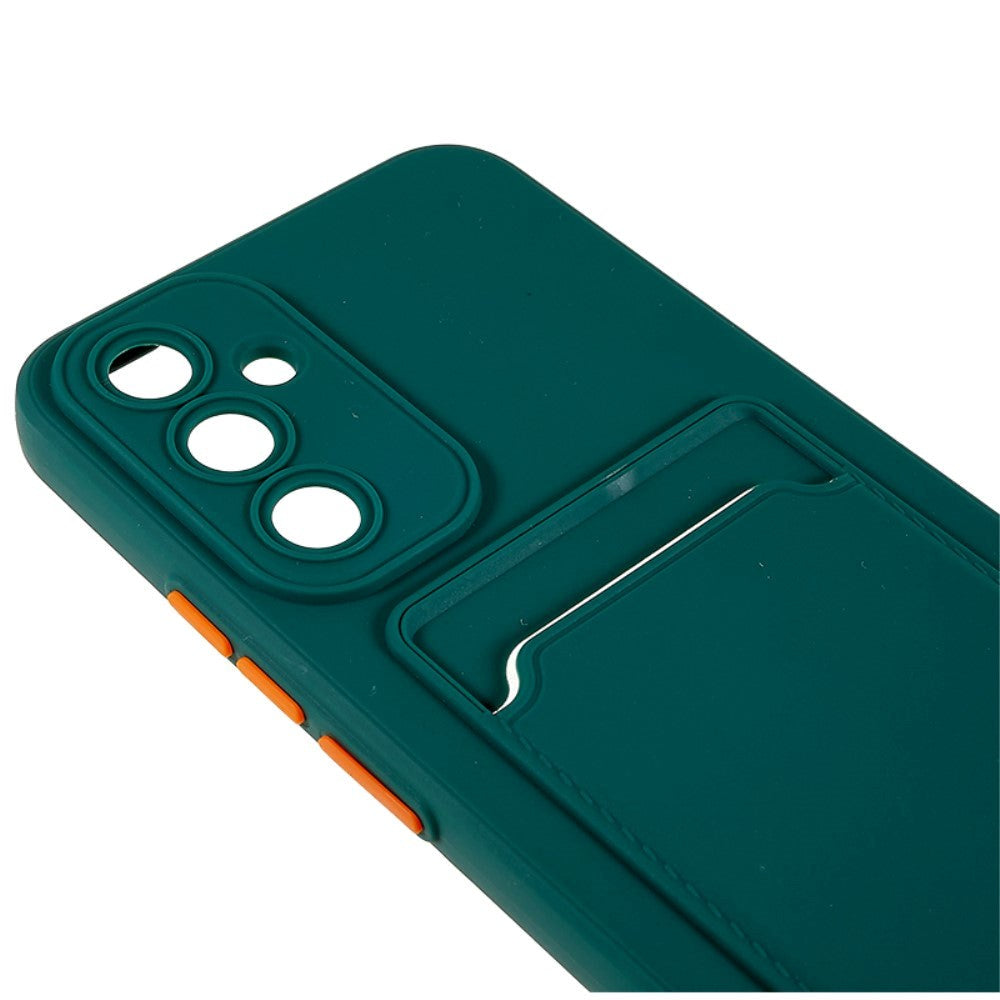 Samsung Galaxy A54 (5G) Fleksibel Plastik Bagside Cover m. Kortholder - Grøn