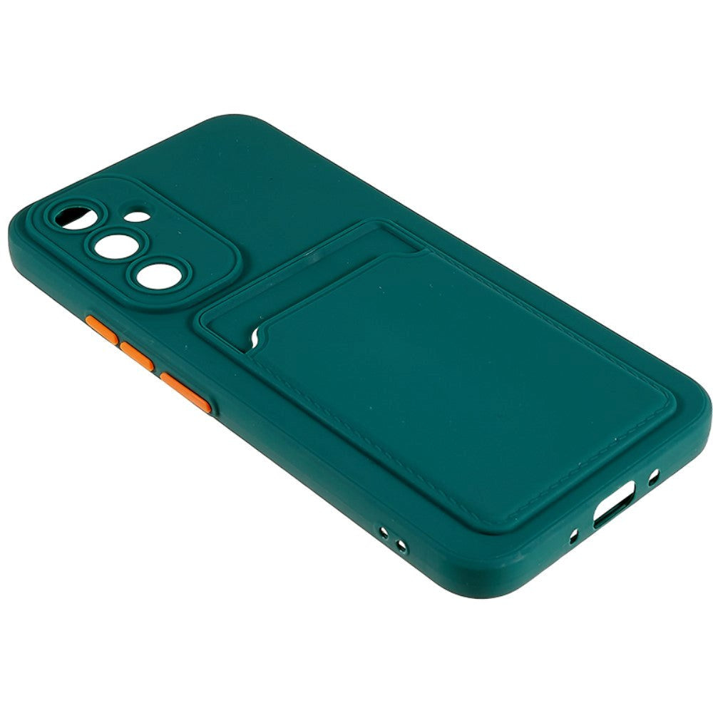Samsung Galaxy A54 (5G) Fleksibel Plastik Bagside Cover m. Kortholder - Grøn