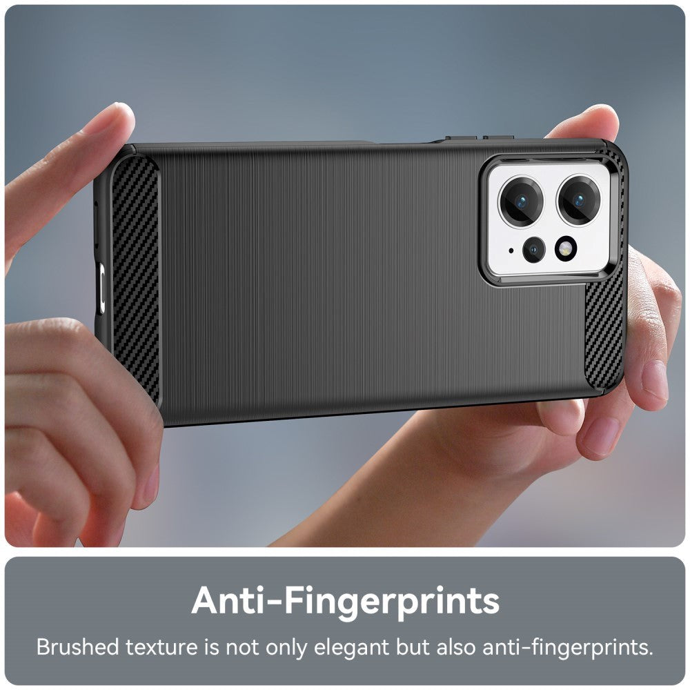 Xiaomi Redmi Note 12 (4G) Brushed Carbon Bagside Cover - Sort