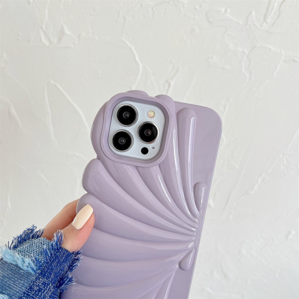 iPhone 14 Pro Fleksibelt Cover - Muslingeskal Design - Lilla